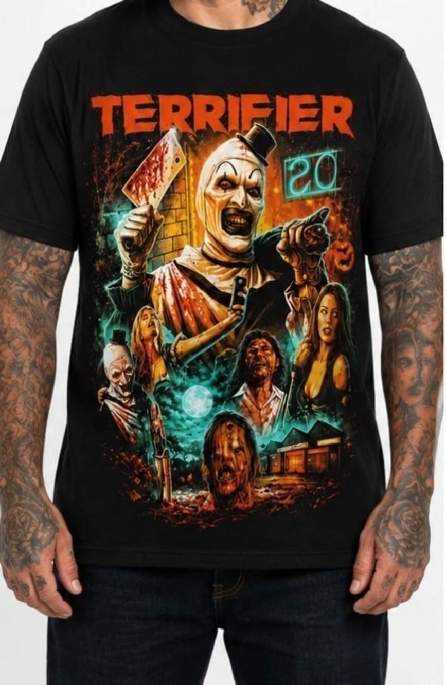 Terrifier Art the Clown Meat Cleaver Adult T-shirt Terror Threads NWT 2XL L300